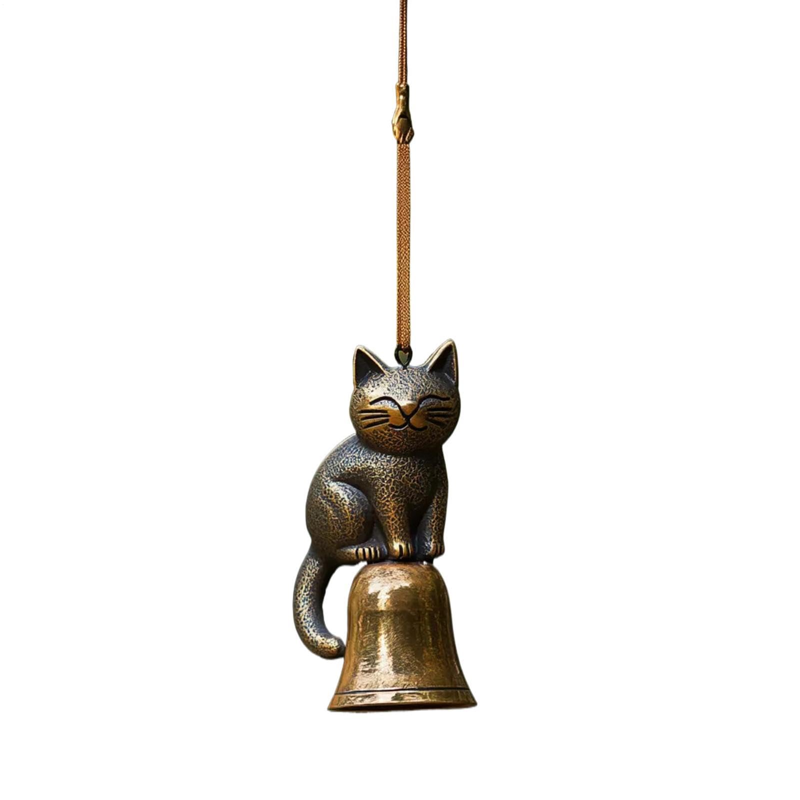 Cat Wind Chimes for Outside, Exquisite Memorial Animals Statue Bells, Garden Cat Ornament Wind Chime, for Patio Balcony Home Garden Lawn Grassland Porch