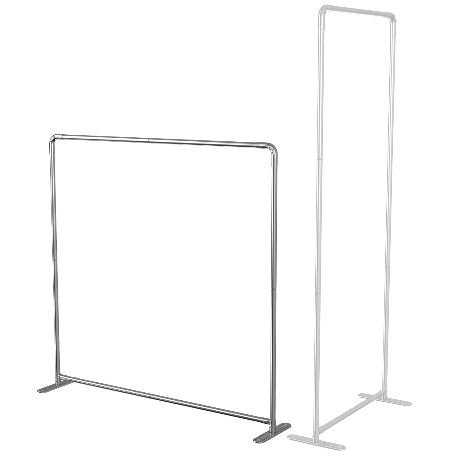Windscreen4less Free Stand Backdrops Room Divider Partition Frame Stainless Steel Banner Poster Holder for Privacy Screen Background Events Party Birthday Adjustable Size 4’x4’ 2’x6’ 6’x2’