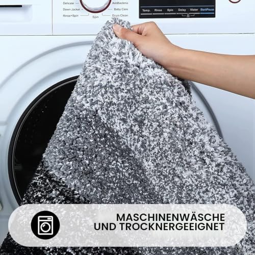 Homaxy Weich Flauschige Badezimmerteppich, Badematte, 51 x 76 cm, Schwarz – Ansicht 5