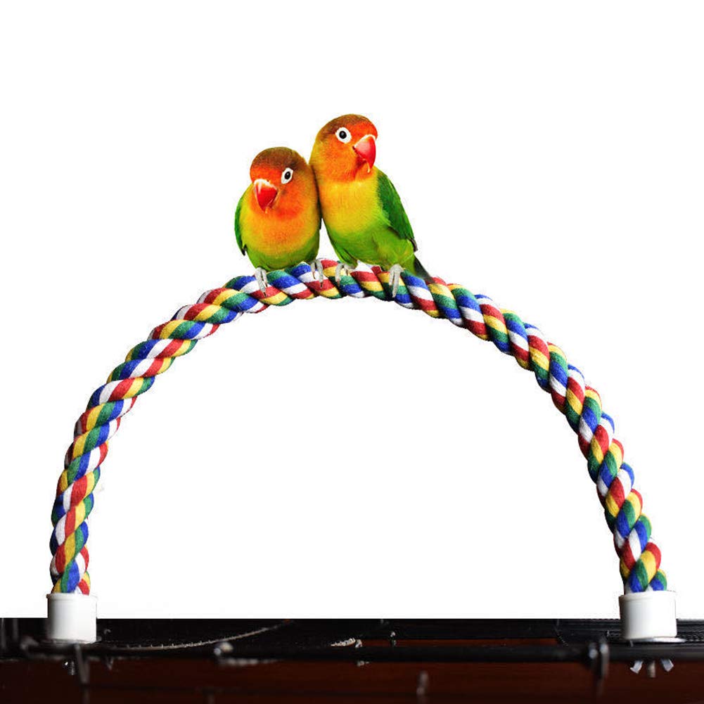1 Piece Bird Perch Bird Toy Bird Spiral Rope Perch Bird Spiral Cotton Rope Perches Bird Cage Accessories Parakeet Climbing Stand Bar Parrot Cotton Swing Climbing Standing Toys(26.32 Inch) 2