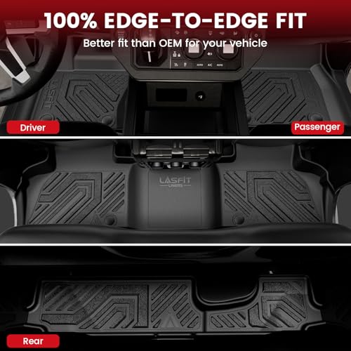 Image of LASFIT Floor Mats for Defender 110 2020-2026 7 Seats, with Cargo Mat | 3rd Row Equipped, 7 Seats Only, for Land Rover 3-Row Floor Liners, Trunk Cargo Mat, Premium TPE Liners, Full Edge Coverage