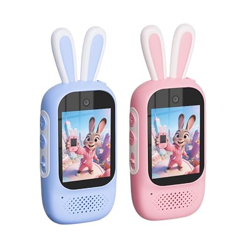 Video Walkie Talkies for Kids Rechargeable, 2 Pack Camera with Screen, Long Range Voice Changer Intercom Toys for Boys Girls 3-12, Outdoor Camping Hiking Christmas Birthday Gifts (Blue+Pink)