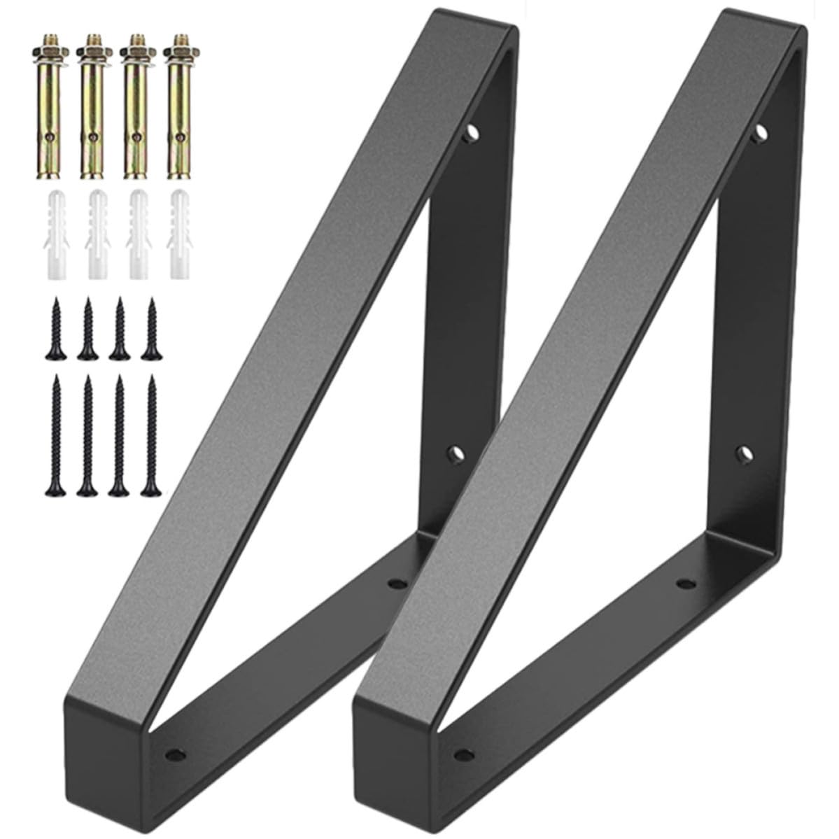 Kichvoe Soportes Angulares de Hierro Negros para Estantes Flotantes, Compactos y Fáciles de Instalar, Ideales para Plantas y Material de Lectura en Habitación o Estudio, Paquete de 2