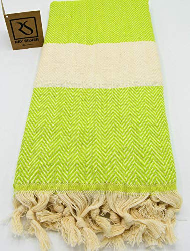 Ray Silver Herringbone Turkish Towel 100% Cotton Peshtemal Soft Feel 71X40(100X180 Cm) Light Weight Travel Camping Bath Sauna Beach Gym Pool Blanket Quick Dry Oversized Towels(Pistachio Green)… #TOP2