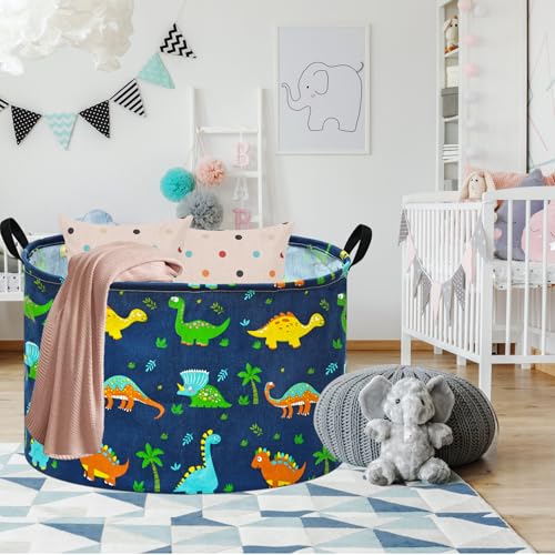 Image of 21.6 inch Round Laundry Basket Gift Basket Storage Laundry Hamper Laundry Basket Toys Nursery Bin with Handles,Storage Basket for Bedroom Decor