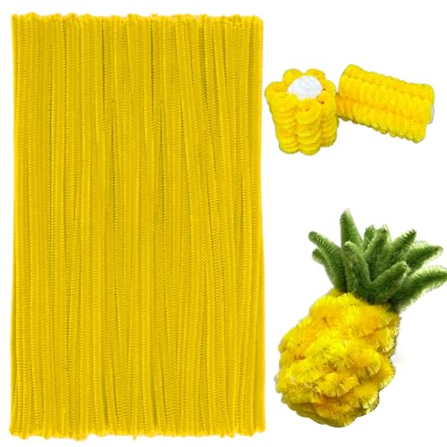 200 Pcs Pipe Cleaners Chenille Stems Yellow Pipe Cleaners 11.8inch Long Craft Pipe Cleaner Bulk for Flowers Making Mothers Day DIY Art Crafts Decorations Supplies (Yellow)