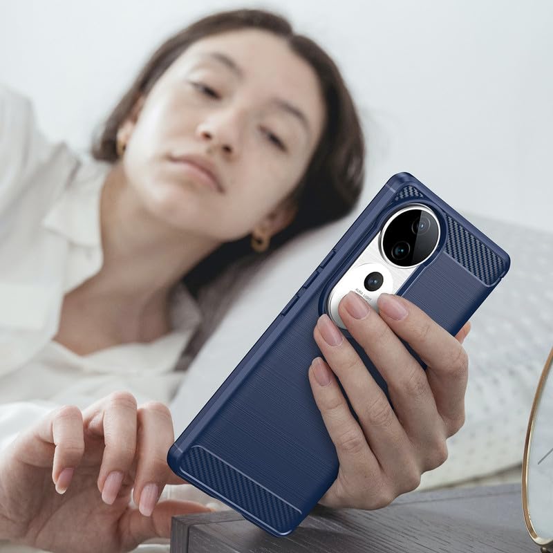 Image of Hybrid Carbon Fiber Back Case for Vivo V40, V40 Pro, T3 Ultra 5G (Blue)