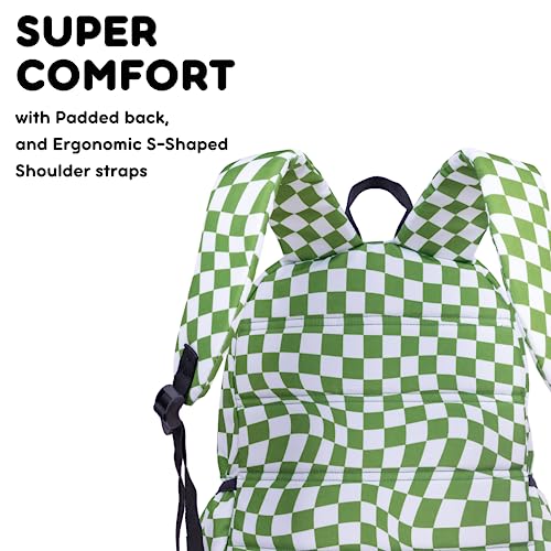 Image of J World Oz Middle School Backpack for Kids. Cute Laptop Bookbag for Girls Boys, Matcha Checkers