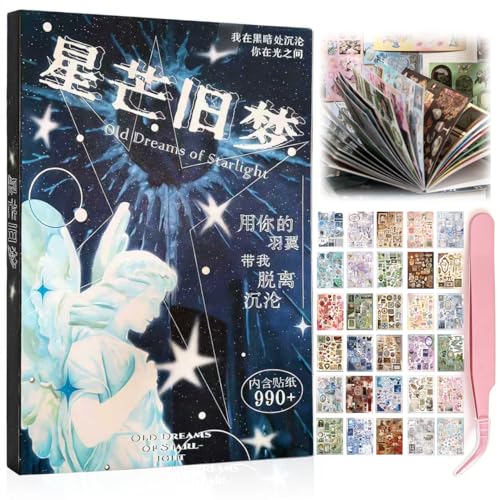 Japanese Sticker Book for Adults 30 Sheets 990+ Pcs Aesthetic Cute Scrapbook Sticker Book for Journaling & Scrapbooking Hood DIY Crafts Sticker Books for Adults Junk Journal Gifts
