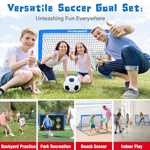 Image of Soccer Goal,Backyard Soccer Goals for Kids 2 Pack,4x3 /6x4 FT Portable Toddler Soccer Nets with Target,Ball & Cones,Soccer Training Equipment for Kids Youth Outdoor Games,Sports,Play