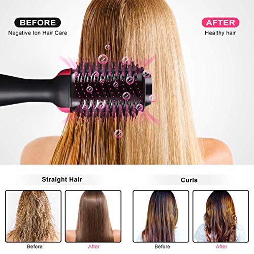 Hot Air Brush, Hair Dryer Brush One Step Hair Dryer & Volumizer 4 in 1 Brush Blow Dryer Styler for Rotating Straightening, Curling, Salon Negative Ion Ceramic Blow Dryer Brush - Thumbnail 6