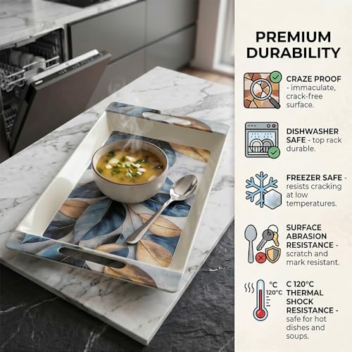 Image of U.P.C Serving Tray Set of 2 / Tray Set for Serving Premium Printed Tray for Serving /Multi-Use Serving Plate (Small, Medium)