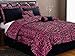 Full Size 7 Piece Bedding Flock Comforter Set Black / Hot Pink Zebra Bed-in-a-bag