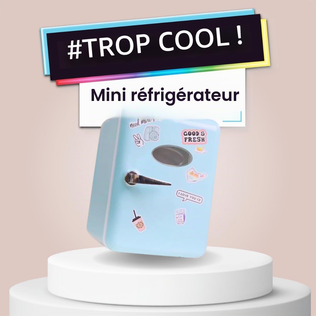 Canal Toys - Mini Frigo Gamer 4L - Réfrigérateur USB Portable Bleu - Mini Frigo pour Boissons, Bureau, Gaming ou Cosmétiques - Design Compact 10W avec Câble 128 cm Inclus - INF 037
