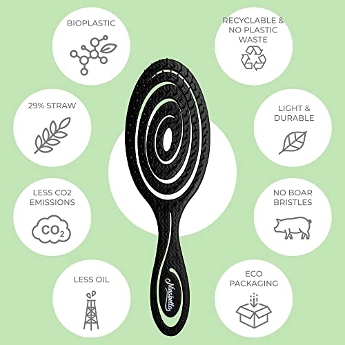 Image of Ninabella Organic Detangling Hair Brush - Does Not Pull on Hair - Straight, Curly & Wet Hair - Unique Spiral Design for Women, Men & Children