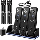 4-in-1 Charger Station for Wii/Wii U Remote Controller, Charging with 4 Pack 2800mAh Rechargeable Battery...