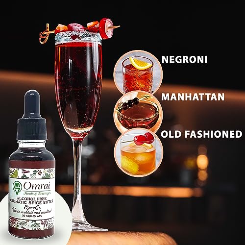 Image of Omrai Foods Aromatic Spiced Bitter 30ml for Cocktails & Mocktails | Alcohol Free | Hand Crafted Spice Bitter | Old Fashioned | Martini| Negroni | Gin & Tonic | Taste Enhancer for Cocktail & Mocktail