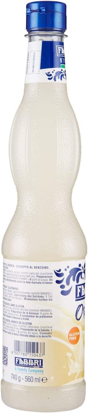 Sciroppo Orzata - Jarabe de cebada para cócteles y bebidas (PET, 6 x 560 ml) | Gusto mandorla dolce; sin alcohol, aromático para mezclar refrescos, café o postre, peso neto total 3,36 L