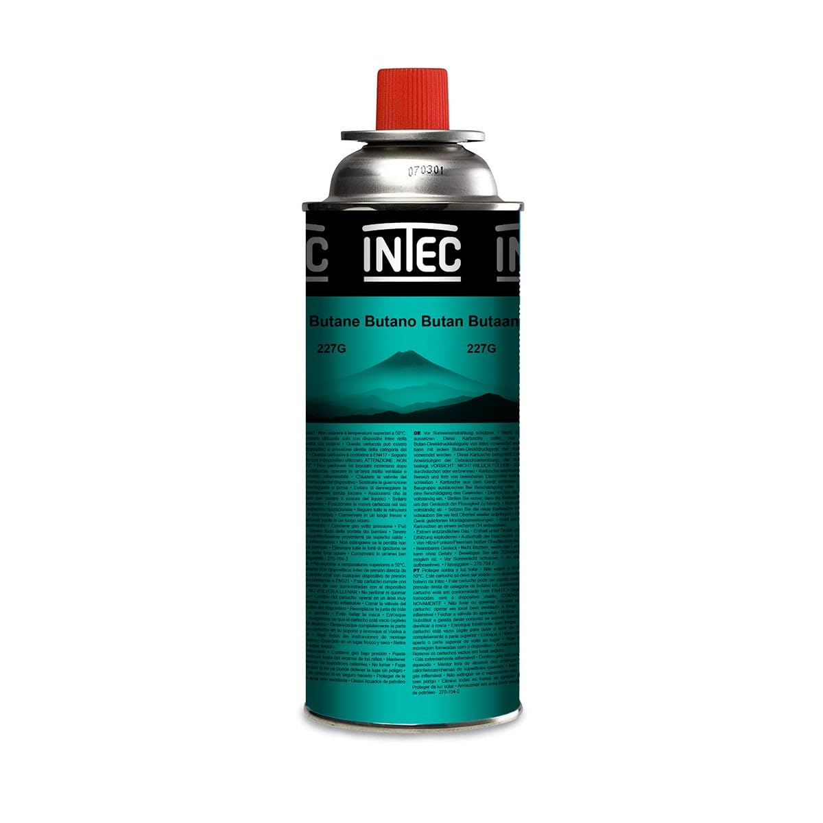 INTEC - Cartouche de Gaz Butane 250g (UN2037) pour Réchaud de Camping, Plancha à Gaz, Chalumeau de Cuisine, Désherbeur Thermique | Bouteille Sans Fuite et Sécurisée