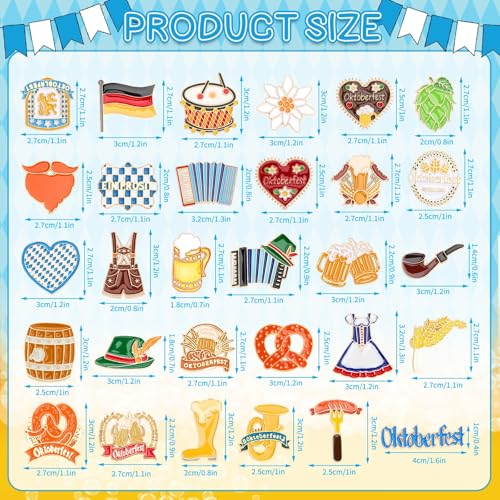 SANNIX 60Pcs Oktoberfest Pins, Bavarian Label Pins for Backpacks, Beer Festival Brooch Oktoberfest Party Favors Badges for Clothes Bags Hats Accessories, 30 Styles2