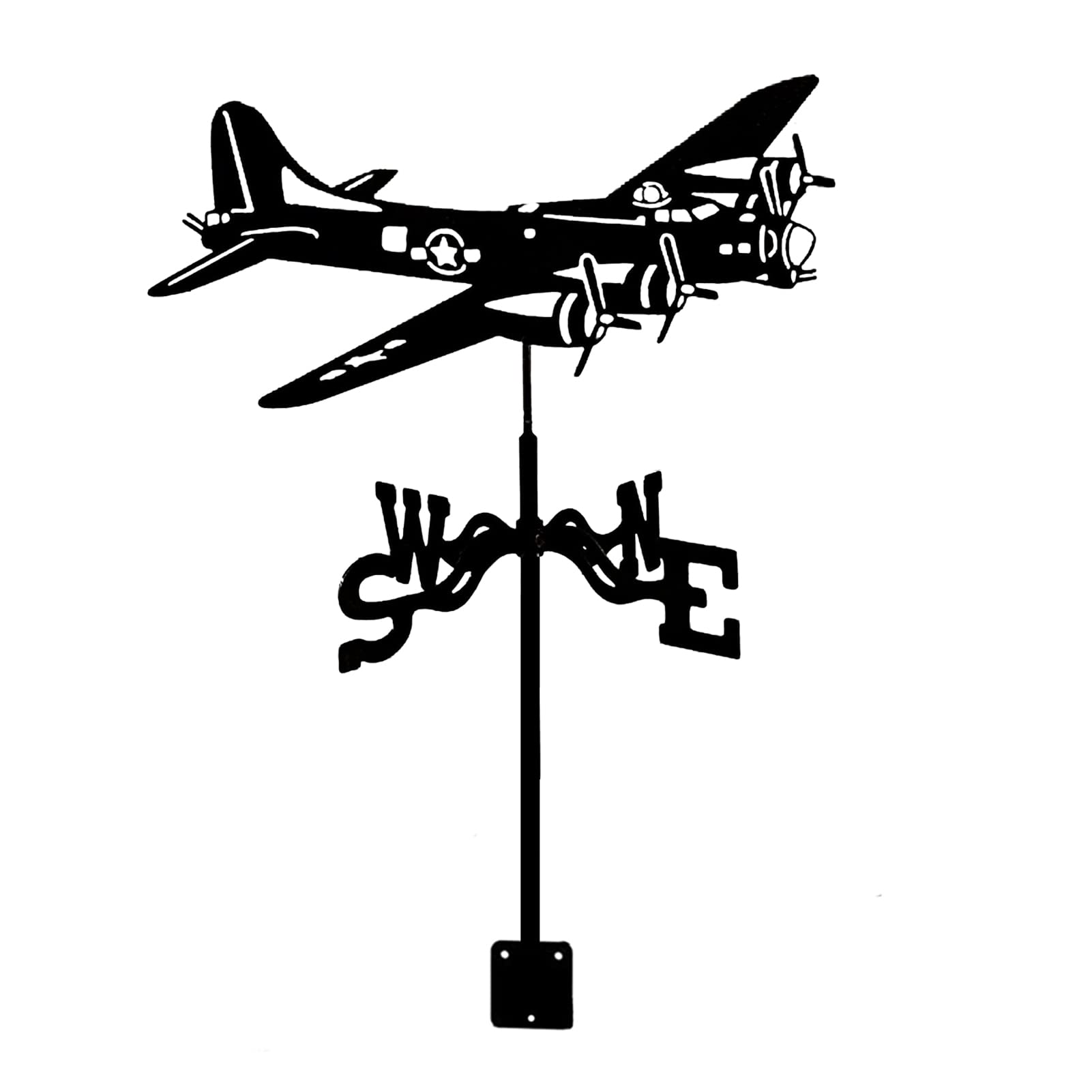 TAXXII Metal Wind Vane For Yard for Garden Decor Farmhouse Decorative with Airplane Ornament Weathervanes Hollow Direction Indicator