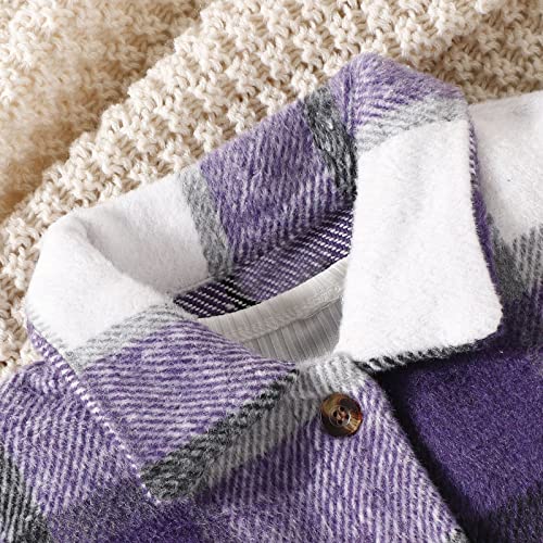 Toddler Baby Boy Girl Fall Winter Clothes Plaid Flannel Shacket Long Sleeve Button Jacket Casual Outwear Coat4