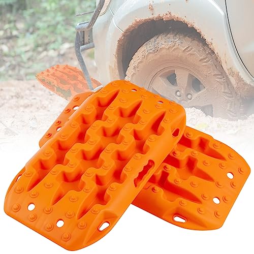 COSTWAY 2 Stücke Anfahrhilfe Sandbleche Offroad, Reifenleiter für Sand/Schlamm/Schnee, 10T, Recovery Board Tracks Mats, Traktionsmatte für Geländewagen Wohnmobil PKW LKW (Orange, 58 x 31 x 6 cm)