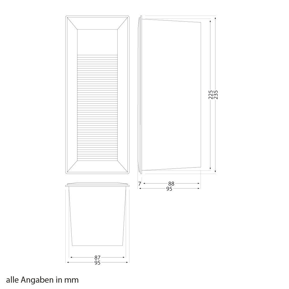 ledscom.de 5x LED Treppenlicht/Wandeinbauleuchte für innen und außen, Downlight, eckig, grau, 95 x 235mm, warmweiß