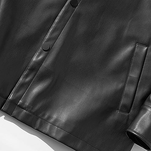 Chaqueta de cuero sintético para hombre con capucha miniatura 5