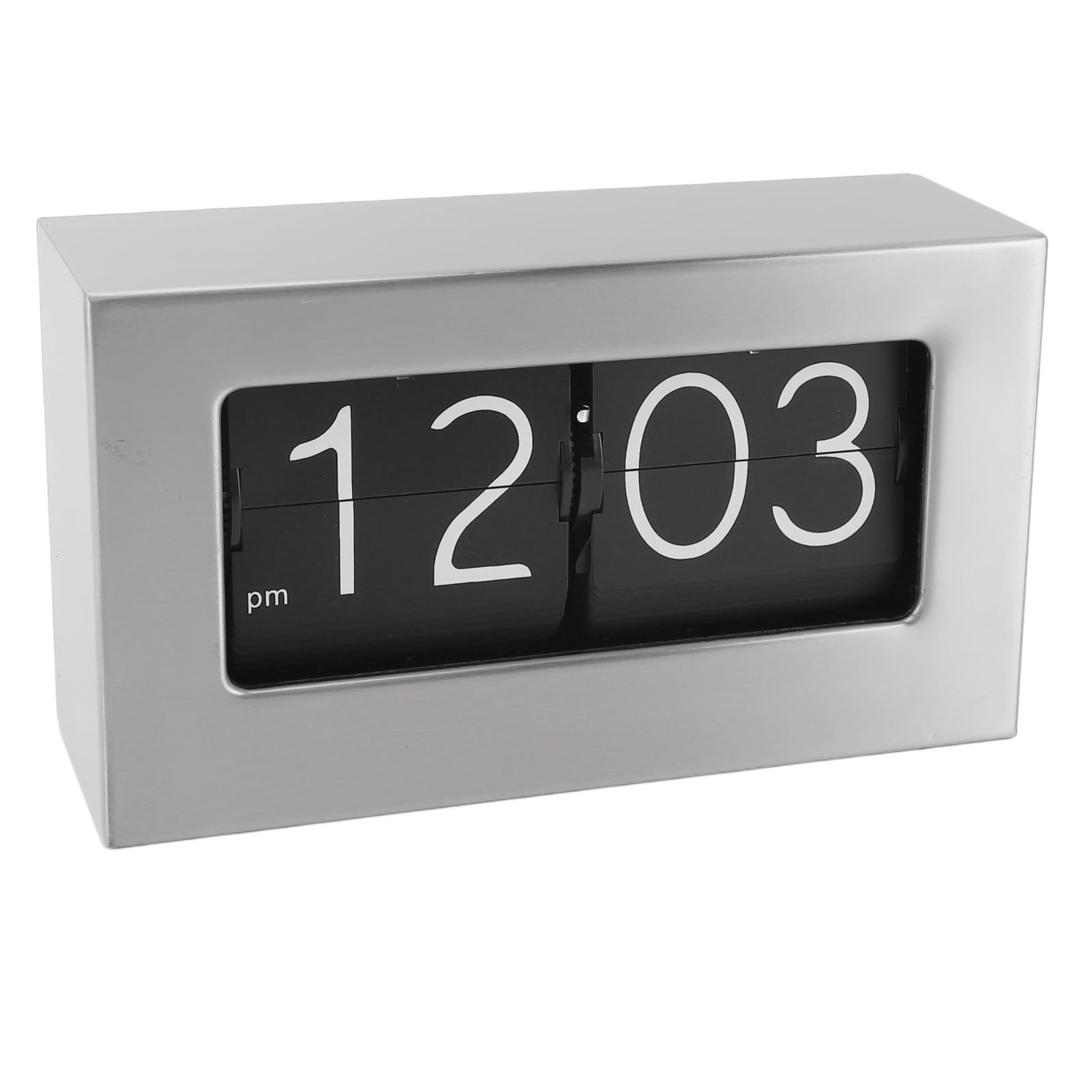 Walfront Orologio a Vibrazione Automatica Orologio Ribaltabile Digitale da Tavolo con Display Trasparente in Acciaio Inossidabile Stile retrò 12 Ore per l'ufficio del Soggiorno di Casa