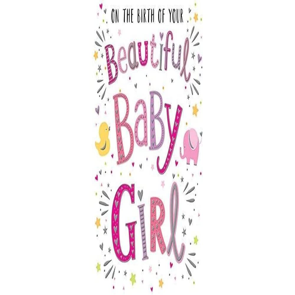 On The Birth Of Your Beautiful Baby Girl Arrival Card Congratulations New Pink