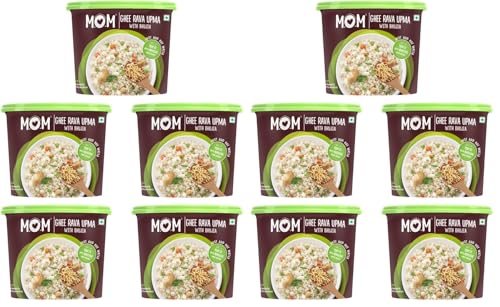 Image of MOM - Meal of the Moment, Ghee Rava Upma with Bhujia, 75g (Pack of 10) - Ready to Eat | Instant Food | No Added Preservatives