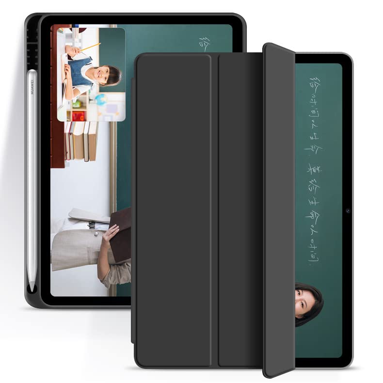 OIATROE Case For Huawei MatePad 10.4 (2022), Silicone Pen Tray Design Ultra Slim Smart Magnetic Back, Trifold Stand Protective Cover with Auto Wake/Sleep, For Huawei MatePad 10.4 (2022)-Black