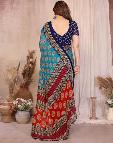 Image of Yashika Women's Georgette Saree with Blouse Piece for Traditional Ethinic Wear Sari