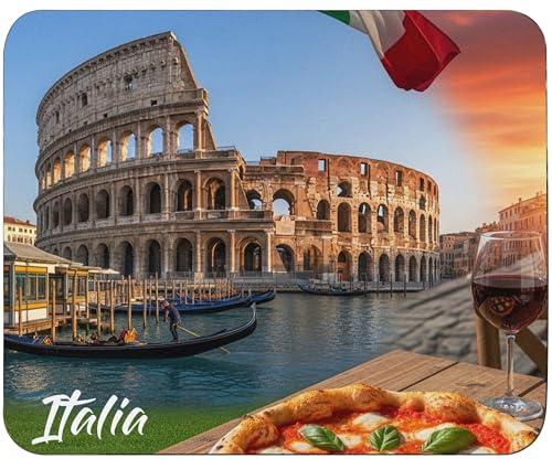 Tapis de Souris Italie Souvenir colisée gondole Pizza Haute qualité de Glisse Confortable Doux idée Cadeau Anniversaire Noël fête Homme Femme ami collegue Mouse Pad 235 x 195 x 5mm