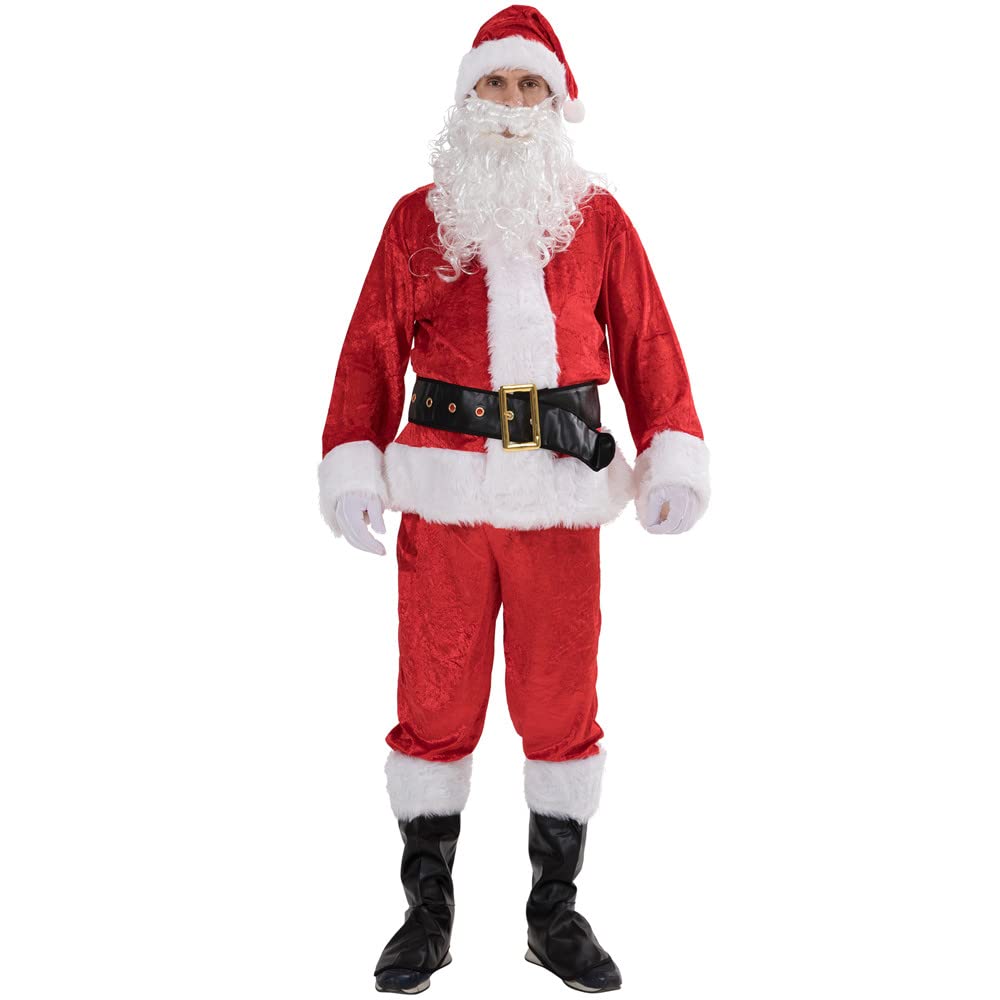 EraSpooky Costumes de noël pour hommes 7 pièces costume classique en flanelle tenue fantaisie