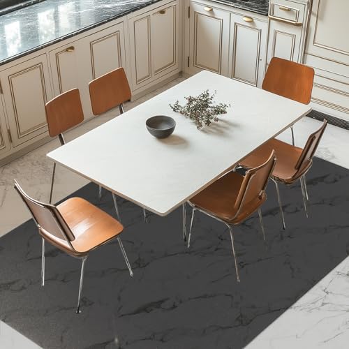tixpol Plastic Floor Mat for Home, 8' x 10' Waterproof Area Rug for Living Room, Area Rug for Dining Table, Non-Slip Vinyl Floor Protector Desk Mat for Outdoor Indoor, Semi-Transparent Black