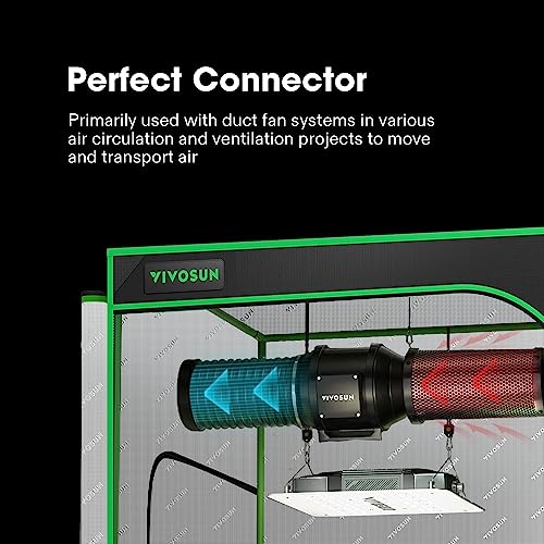 Vivosun 4 Inch 8 Feet Black Non-Insulated Flex Air Aluminum Ducting Dryer Vent Hose For Hvac Ventilation W/Two 4 Inch Stainless Steel Clamps #TOP1