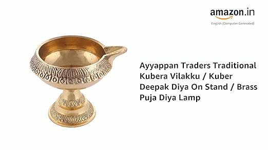 Sai Baba Maha Kubera Diya/Vilakku Grande Con Piastra, Lampada In Ottone Per Pooja, Brucia 4 Ore, Con Monete Sai Baba E Kubera, 10x10x3 Cm - 3