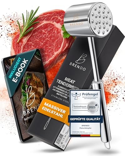 Brendo Premium Fleischklopfer aus Massiven Edelstahl I Doppelseitig mit...