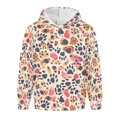 KLL Leopard Print Unisex Girls Boys Sweatshirts Long Sleeve Pullover Hoodies with Kangaroo Pocket