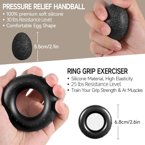 Flintronic 6PCS Hand Grip, Ejercitador de Manos Ajustable de 5-60kg, Antebrazos Fortalecer con FuncióN de Conteo, Ejercitador de Manos Antideslizante, para Entrenar El Agarre,Dedos, La MuñEca Negro - imagen 4