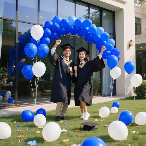 Image of Blue Balloons Blue Party Decorations 100 Pack 12 inch Round Royal Blue Balloons for Birthday Graduation Baseball Nautical 4th of July Independence Memorial Day Patriotic Party Decorations