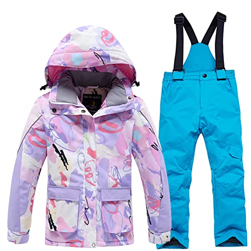 Image of Girls /Boys Snowsuits Hooded Insulated Windproof Winer Coats Ski Jacket Snow Pants Set