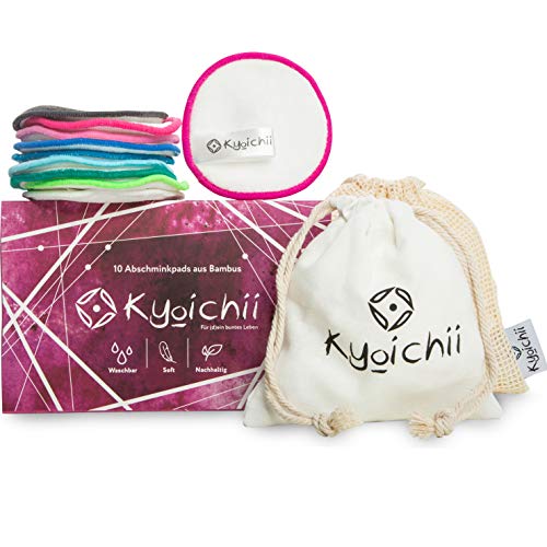 Preisvergleich Produktbild Kyoichii - Kosmetikpads waschbar / Abschminkpads Set mit wiederverwendbaren Wattepads aus echten Bambusfasern und Bambus-Aktivkohle Pads + Aufbewahrungsbeutel + Wäschenetz