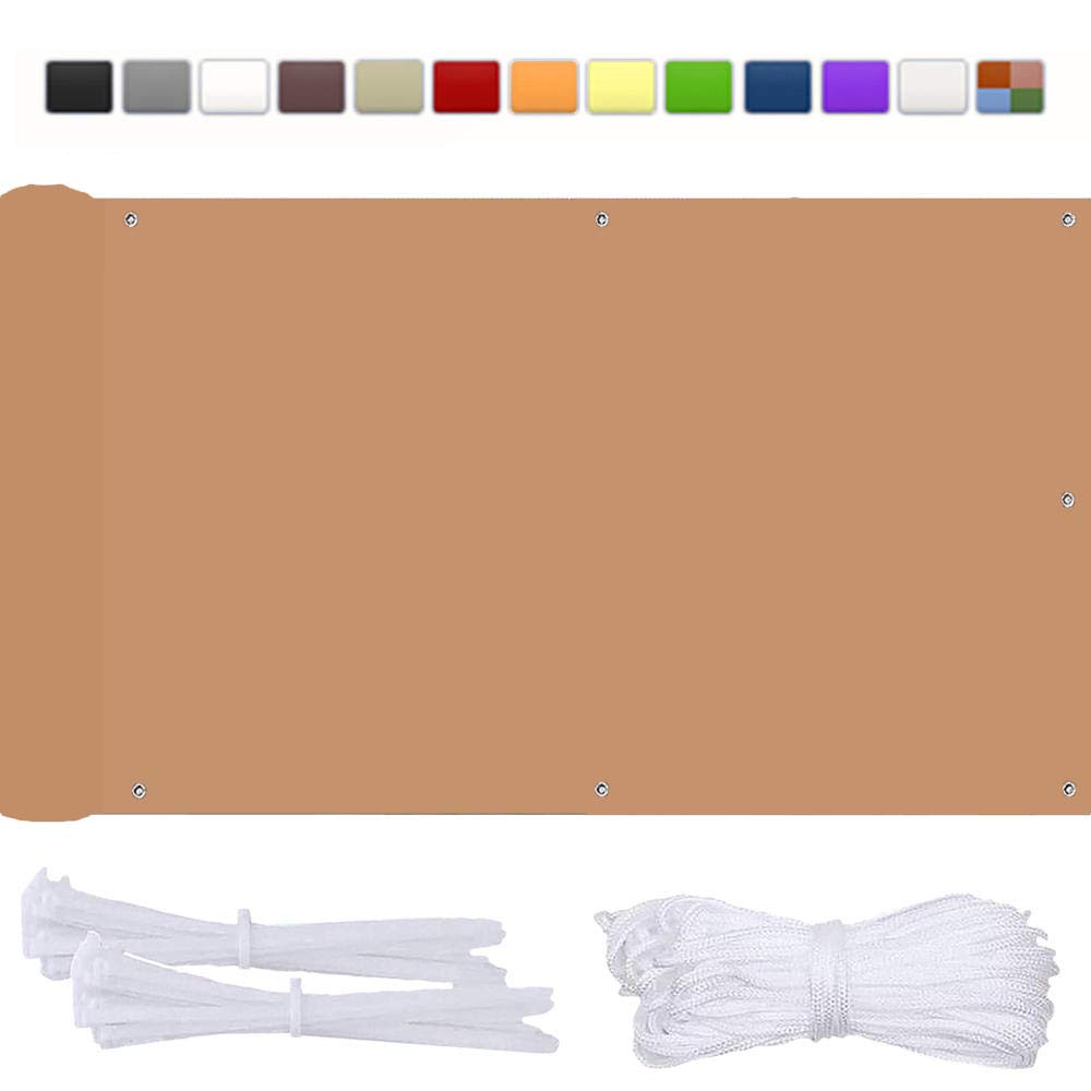 Odporny na warunki atmosferyczne zadaszenie balkonowe 85 x 700 cm – 100% ochrona prywatności, 200 g/m², parawan ogrodzeniowy, kolor piaskowy, wraz z linami i opaskami kablowymi dla łatwego montażu