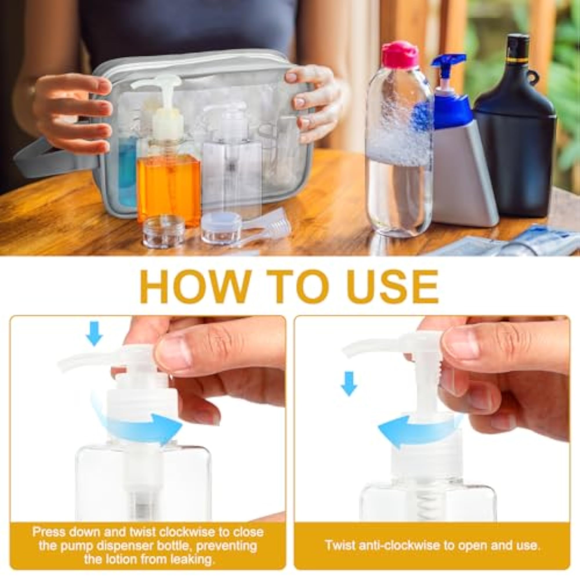 3.4 oz Mini Travel Pump Bottle Set
