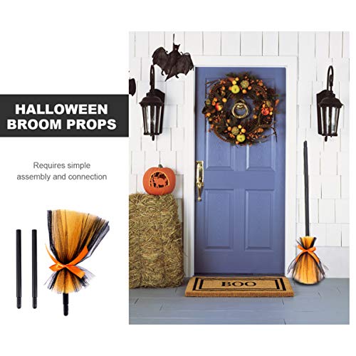 Halloween Witches Broom,Witch Flying Broomstick Cosplay Broom Prop for Halloween Masquerade Carnival Party Decorations Photo Booth Accessory - Image 2