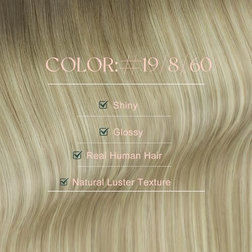 Image of Easyouth Tape in Extensions Human Hair Ombre Blonde Tape in Hair Extensions Human Hair Blonde Ombre Light Brown with Platinum Blonde Tape in Real Hair Extension for Women 22 Inch 20pcs 50g