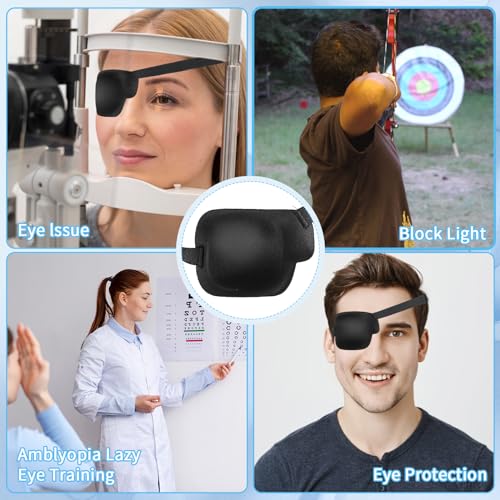 Ymapinc 2 Stück 3D Augenklappe Medizinisch Verstellbare Augenklappe Erwachsene Weich Eye Patches Monokulare Augenmaske für Rechtes Auge Amblyopie Strabismus Postoperativ Augenwiederherstellung